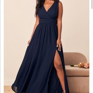 Lulu’s Thoughts of hue navy blue maxi dress